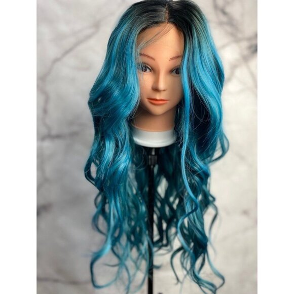 Ombre Blue Wig,Lace Front Wig - Picture 6 of 7